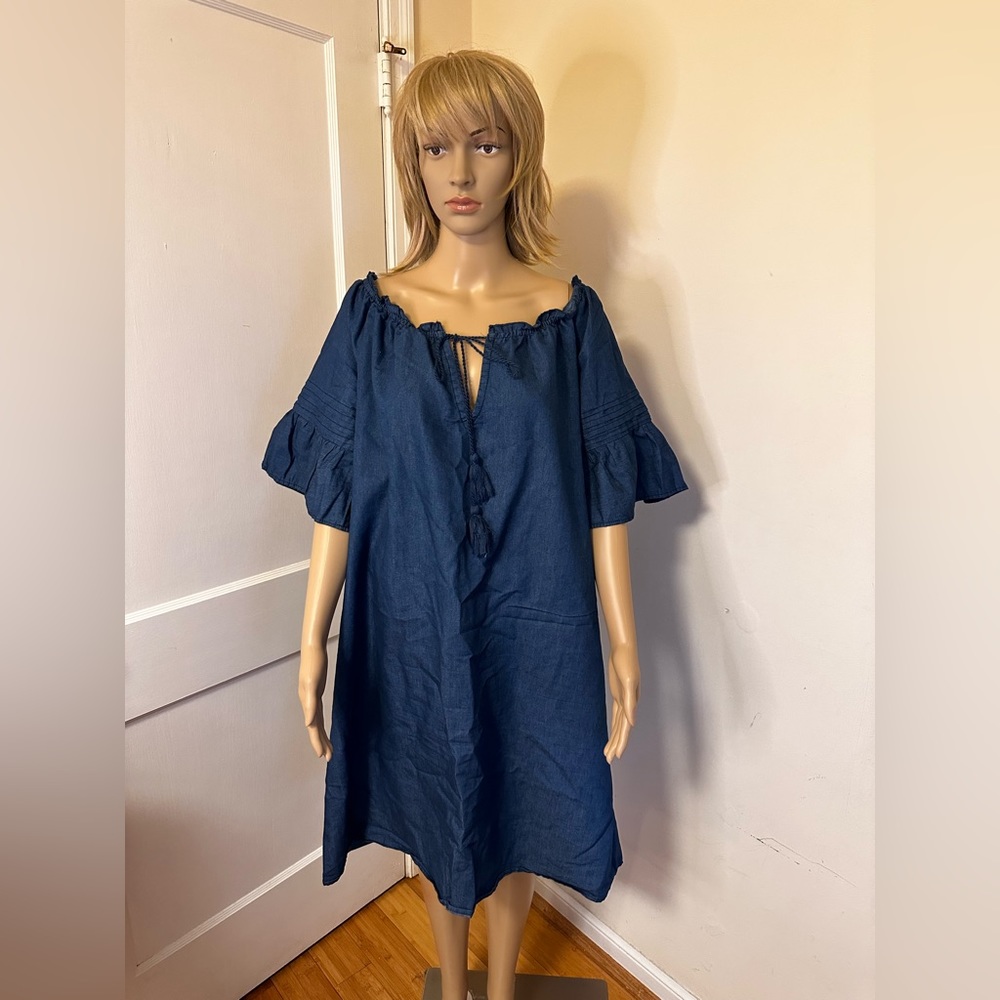 NWOT - Mlle Gabrielle Women's Blue Dress - Size 1X